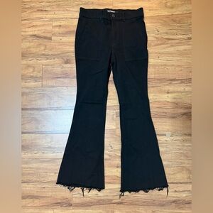 Express black Flared Jeans with Raw Hem